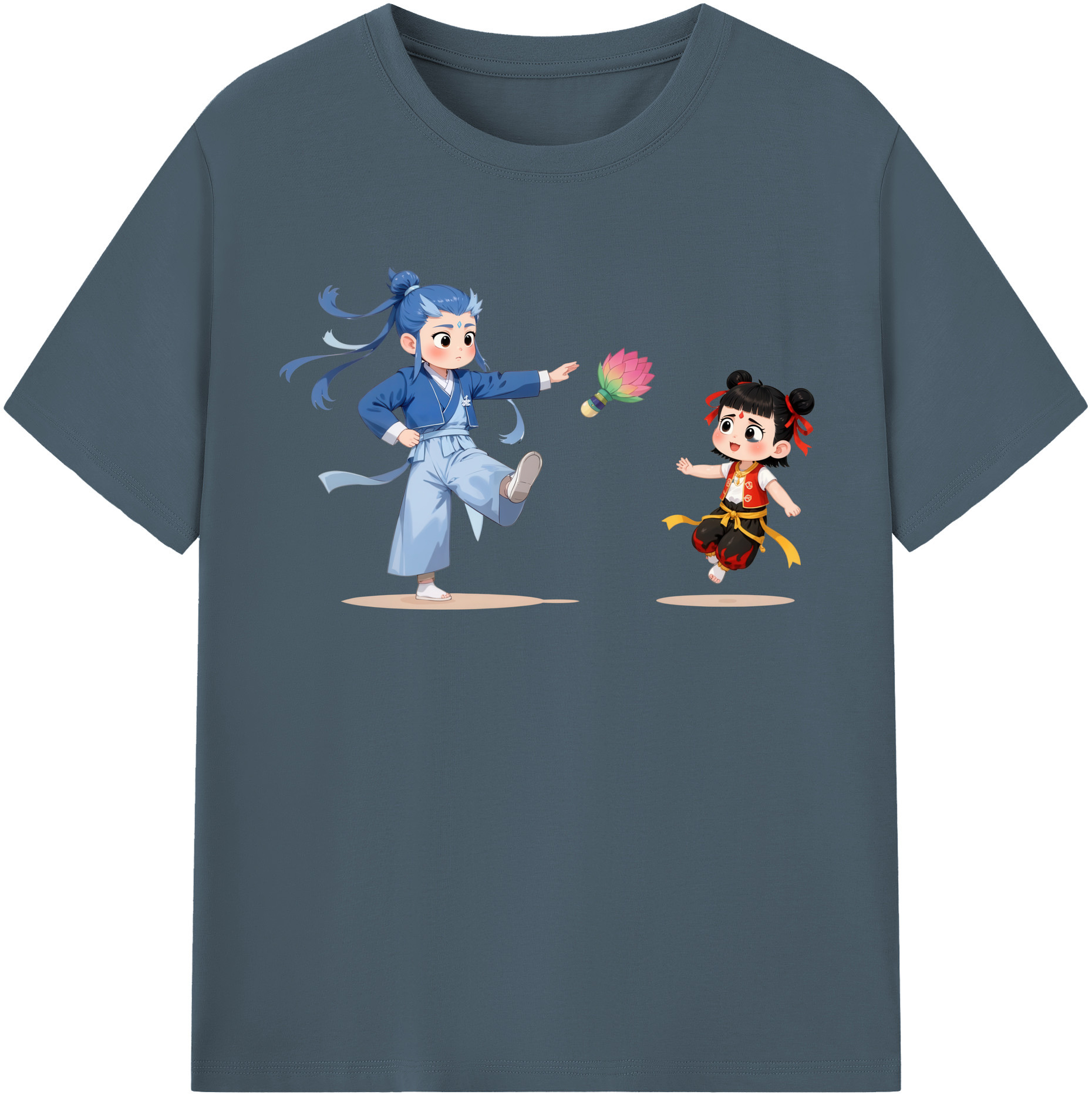 （画像用） Ne Zha 2 ナタ 魔童の大暴れ 綿100％半袖Tシャツ（フロントプリント）